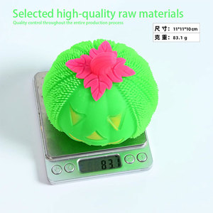 JIncan New Fancy Glitter Toy Halloween Devil Pumpkin Glow Fluffy Ball TPR Pinch Happy Decompression <b>Fidgeting</b> Toy Kids Parties - Product Image 6
