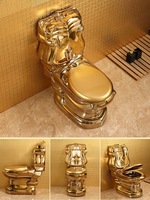 WC deux pièces en céramique dorée KD-21GPB Elegance pour salle de bain, fabriqué aux Philippines, par Chaozhou Sanitary Ware