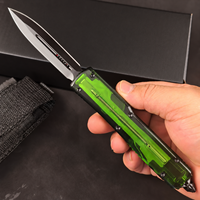 Couteau pliant de précision CNC en acier D2 UT85, manche en aluminium et acrylique, couteau de poche vert transparent, outil de survie EDC, coffret cadeau