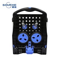 2단 알루미늄 접이식 쇼핑카트 4륜 50kg 하중 마트 창고 캠핑용 GS인증