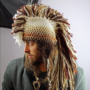 Gorro de punto arcoíris estilo romano con borlas y orejeras, gorro unisex de ganchillo para disfraz de Halloween o uso casual. Se aceptan pedidos personalizados. - Product Image 3