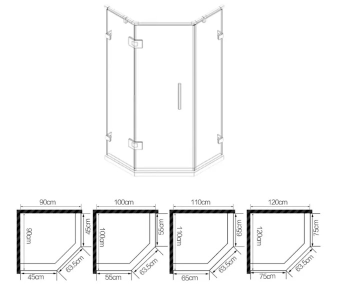 Frameless 6mm sliding shower door tempered glass shower doors sliding