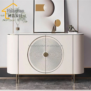 Mueble de Comedor Moderno y Minimalista Color Crema, Mueble de Almacenamiento de Pared <span class=keywords><strong>para</strong></span> Sala de Estar Familiar Pequeña, Estilo Nórdico con Tablero de Roca y Pizarra - Product Image 2