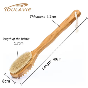 Brosse à cheveux écologique en bois et nylon, ronde, avec <span class=keywords><strong>coussin</strong></span> et poignée souple, brosse douce pour le visage avec fonction <span class=keywords><strong>de</strong></span> massage - Product Image 4