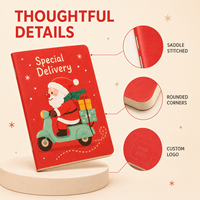 Maßgefertigtes A6 Weihnachts-Adressbuch-Set, Fadenheftung, Digital Bedruckt, 30 Blatt, Niedliches Weihnachtsmann-Feiertagsjournal, Personalisiertes Logo