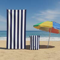 Nouvelle serviette de plage sportive en microfibre éponge douce et de haute qualité, à rayures bleues et blanches, séchage rapide, grande taille, pour toutes les saisons, vente en gros personnalisée