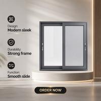 Ventana Corredera de Aluminio de Doble Riel Horizontal Moderna a Precio de Fábrica, Marco Delgado Minimalista, Vidrio Templado, para Villas y Hoteles