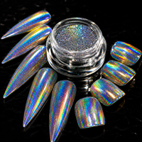 Poudre Chrome Holographique Laser Super Brillante Effet Miroir Métallique Arc-en-ciel Pigment Poudre Chrome
