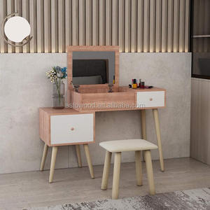 <strong>Dressing</strong> <strong>Table</strong> With Mirror and Stool Wooden Vanity <strong>Table</strong> <strong>Shabby</strong> <strong>Chic</strong> Girls <strong>Dressing</strong> <strong>Table</strong> Makeup Storage Large Cabinet - Product Image 5