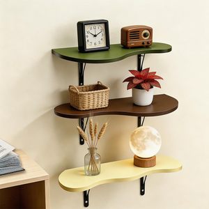 Wall Mounted Wooden <b>Shelf</b> 43x18x10 Cm Multi Layer Storage Rack For Living Room Kitchen <b>Bedroom</b> Decorative Display - Product Image 1