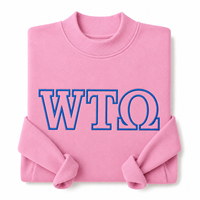 Sudadera Personalizada Greek Life Varsity con Cuello Redondo y Borde Blanco y Azul con Diseño de Tres Letras para el Espíritu Universitario de la Fraternidad