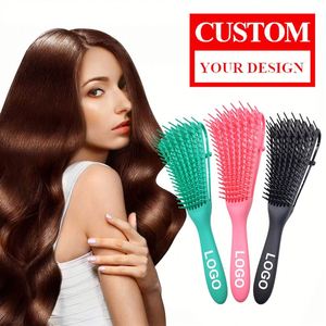 Personalized Custom Comb with Logo Plastic Octopus Hair Brush for Women's Professional Salon Straightener - Product Image 1