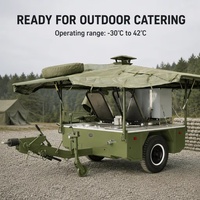 Remorque de cuisine tactique mobile en acier inoxydable camouflage, capacité 250 personnes, pour la restauration en plein air