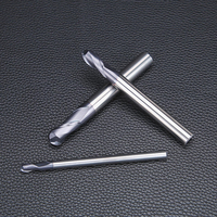 Jeu de fraises à bille professionnelles en acier au tungstène AITiN, 2 cannelures, hélice 35°, revêtement anti-adhérent, pour gravure 3D CNC et usinage de précision