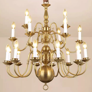 Three-story Living Room Pendant Lamp Candle <b>Lantern</b> Brass Ball Spacious Townhouse <b>Copper</b> Chandelier Lights Layers LC091 Chandeli - Product Image 6