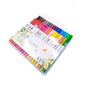 Stylo marqueur double pointe personnalisé 18 24 36 100 couleurs, pour croquis, aquarelle, dessin, avec pointe fine - Product Image 1