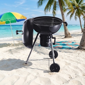 Barbecue au <span class=keywords><strong>charbon</strong></span> <span class=keywords><strong>de</strong></span> <span class=keywords><strong>bois</strong></span> pliable portable <span class=keywords><strong>de</strong></span> style coréen moderne avec chariot, en acier émaillé, sécurité des flammes, pour usage domestique et jardin - Product Image 2