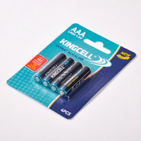 Batería Alcalina Kingcell Ultra+ AAA LR03 de 1.5V de Alta Capacidad, Almacenamiento de 10 Años, Certificación ISO 9001, CE, REACH, Venta Directa de Fábrica