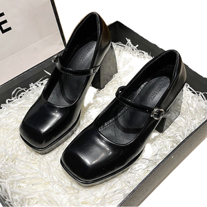 Zapatos de Tacón Alto Negros Simples para Mujer, Nuevos, Cuadrados, Gruesos, Elegantes, Retro, Estilo Mary Jane, Diseño Personalizado, Correa con Hebilla, Tendencia de Moda de Primavera - Product Image 2