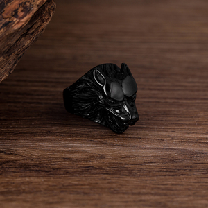Anillo de Hombre al por Mayor, Anillo de Acero Inoxidable Plateado con Cabeza de Lobo para Hombre - Product Image 2