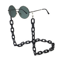Chaîne porte-lunettes en acrylique noir et blanc pour lunettes de lecture et de soleil, grand anneau