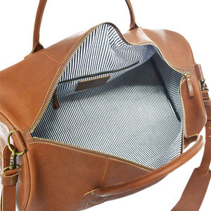 Custom Large Capacity Zipper Closure <b>Duffle</b> <b>Bag</b> for <b>Men</b> Vintage Weekender <b>Bag</b> Made From Genuine PU <b>Leather</b> in Stock - Product Image 2