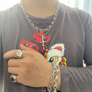 Men's Stainless Steel <b>Cross</b> Pendant Necklace <b>With</b> <b>Chain</b> Wrap Design Geometric Punk Style 120217 - Product Image 4