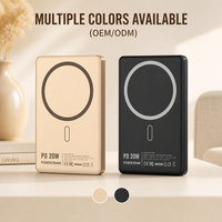 Power Bank Ultra-tipis 5000mAh dengan Pengisian Daya Nirkabel Magnetik, Pengisian Super Cepat PD20W, dan Catu Daya Portabel, Logo Dapat Disesuaikan