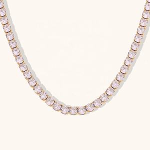<span class=keywords><strong>Collar</strong></span> de Cadena de Tenis con Circonita Brillante Dingran de 2mm 3mm 4mm 5mm, Gargantilla de Acero Inoxidable Chapado en Oro de 18k - Product Image 4