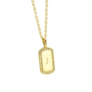 Yeni Trendy zirkonya kübik kare İlk bağlantı kolye kolye CZ madalyon elmas zincir 26 İlk sermaye mektubu kolye