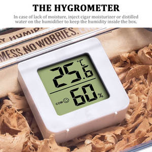 Boîte à cigares Cigarloong grande capacité en matériau PET transparent scellée avec hygromètre et comprimés hydratants en bois de cèdre - Product Image 3