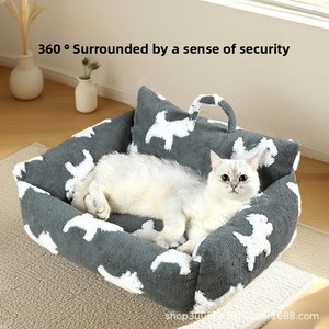 Cama para Mascotas con Diseño de Huellas de Gato y Perro, para Perros y Gatos de Tamaño Mediano y Pequeño - Product Image 3