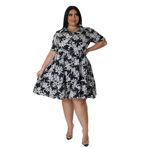 <span class=keywords><strong>Abito</strong></span> Taglie Forti da <span class=keywords><strong>Donna</strong></span> all'Ingrosso con Stampa, Maniche Corte, Gonna <span class=keywords><strong>Midi</strong></span> Casual Plissettata - Product Image 2