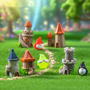 Miniature Fairy Castle Landscape Resin Decorations <strong>Mini</strong> House Figurines Ornaments for DIY Desk Micro <strong>Christmas</strong> Home Craft Decor - Product Image 1