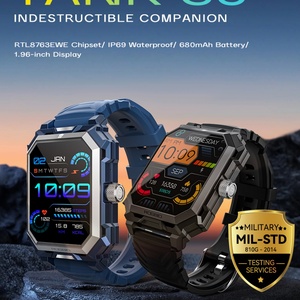 Rogbid Rugged Smartwatch Tank S3 IP69 Waterproof Health Track 1.96" IPS <b>Screen</b> 320*386 680mAh Blood Oxygen Test Sport Watch - Product Image 5