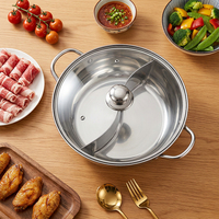 Marmite à soupe et à bouillon électrique à double compartiment en acier inoxydable 201, compatible induction, avec couvercle en verre, pour restaurant/cantine/usage domestique