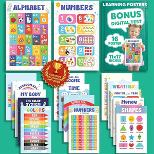 Pósters Educativos Coloridos, Pósters <span class=keywords><strong>de</strong></span> Aprendizaje para Niños Pequeños, Tabla <span class=keywords><strong>de</strong></span> Números y Letras ABC Laminada, Decoración para Aulas Preescolares - Product Image 1