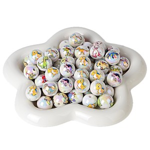 Perles en acrylique de 16 mm, couleurs mélangées, imprimées sur le thème des dinosaures, pour la fabrication de cordons de téléphone portable, accessoires de mode colorés - Product Image 6