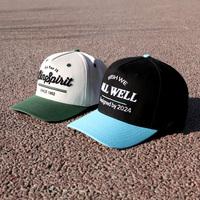 Casquette de baseball personnalisée pour homme, style 5 panneaux, en coton bicolore, avec logo brodé 3D, fabriquée par une usine certifiée BSCI