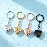 Ywyougang Porte-clés Cœur Rose 4 Couleurs, Médaillon Ouvrable avec Cadre Photo, Pendentif Amour en Acier Inoxydable, Cadeau