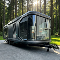 Mini-maisons mobiles en panneaux sandwich, type capsule spatiale, avec roues – Maison préfabriquée mobile pour appartements, hôtels et villas