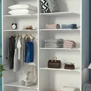 Retractable Wardrobe Divider Closet Shelves Organizer Storage Shelf Expandable Closet Tension Shelf