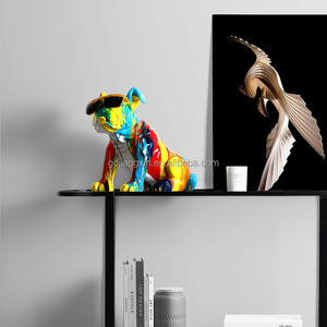 Sculpture bouledogue multicolore-<span class=keywords><strong>Statue</strong></span> de chien abstraite et vibrante pour décoration de maison et de galerie moderne - Product Image 4