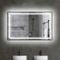 Miroir de maquillage mural à LED avec éclairage intégré, design moderne, forme rectangulaire, pour salon et usage domestique