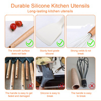 33 pièces accessoires de cuisine personnalisés et uniques batterie de cuisine antiadhésive ensemble d'ustensiles de cuisine modernes en silicone avec manche en bois