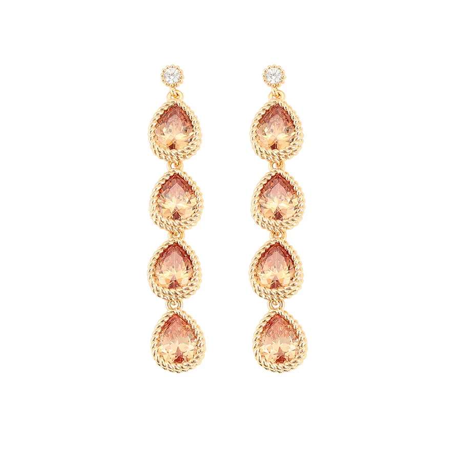 99840 Xuping wholesale free shipping accessories jewelry gold color synthetic CZ drop earrings for ladies
