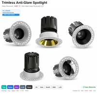 Spot LED anti-éblouissement sans cadre UGR 3 7W-25W Bridgelux COB CRI>90Ra 24/36° CE RoHS pour usine, hôtel, bureau, projet OEM