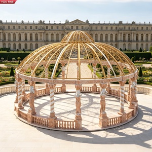 Gazebo Europeo Grande YOUFINE Tallado a Mano en Mármol con Estatuas de Cariatides y Columnas de Hierro Dorado con Cúpula <span class=keywords><strong>para</strong></span> Jardín de Palacio - Product Image 1