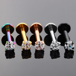 Lot de 50 Piercings Labret Monore en Acier et Zircon, Or Rose, pour Cartilage d'Oreille et Hélix, Bijoux de Corps 16G - Product Image 4