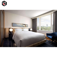 Ensemble complet de meubles de chambre d'hôtel 5 étoiles en bois massif, sur mesure, fabriqué en Chine, avec vue panoramique du sol au plafond, lit et armoire modernes